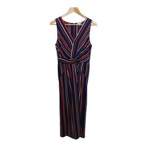 Eyeshadow Women's Size Small Romper Jumper Vertical Stripe Blue Red